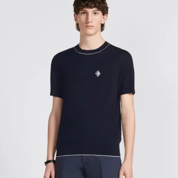 디올 남성 네이비 반팔 티셔츠 - Dior Mens Navy Tshirts - dic519… - 1