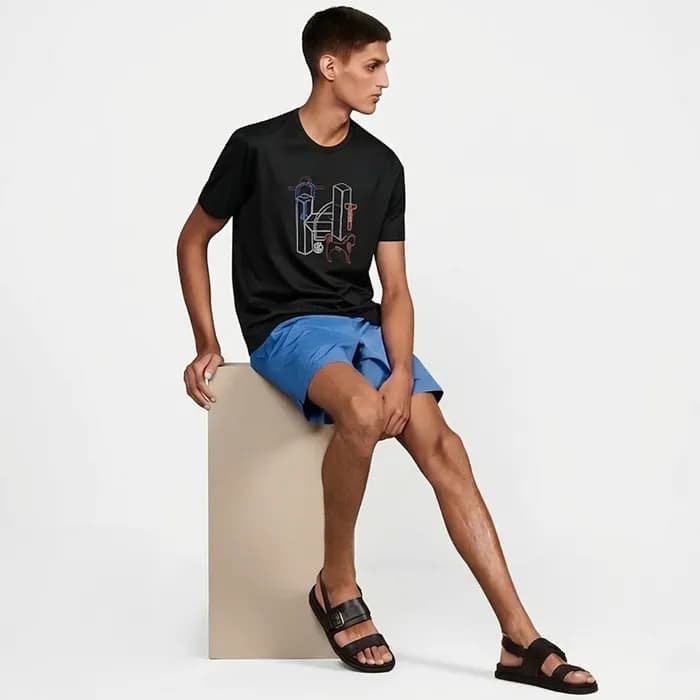 에르메스 남성 라운드 반팔티 - Hermes Mens Round Tshirt - hec13… - 1