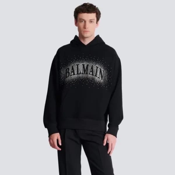 발망 남성 로고 후드티 - Balmain Mens Logo Hooded - bac17307x - 1