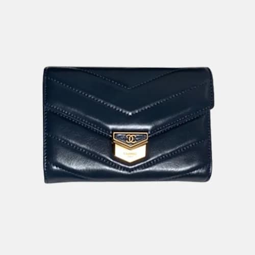 Chanel 2018 Ladies Flap Small Gold Logo Wallet A81… - 1