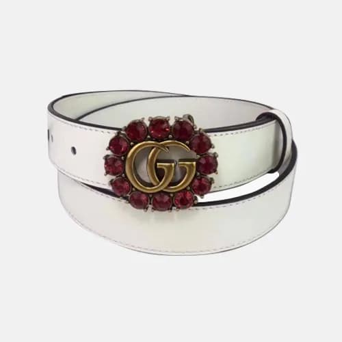Gucci 2019 Ladies GG Cubic Buckle Leather Belt - 구… - 1