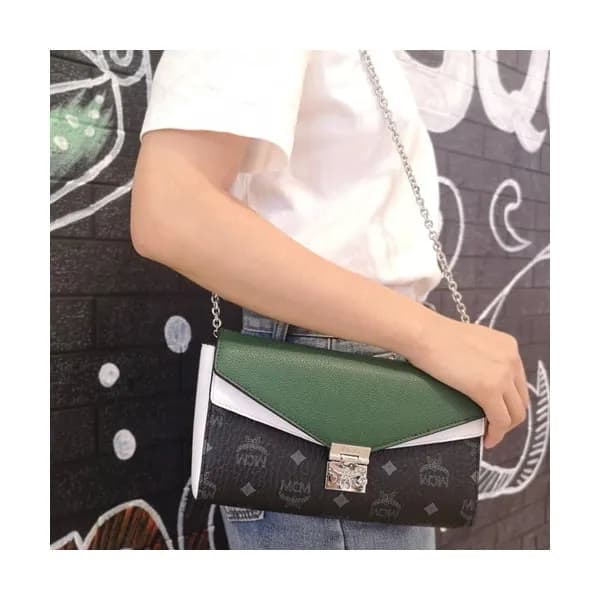 MCM 2019 Millie Leather & Visetos Chain Shoulder B… - 1