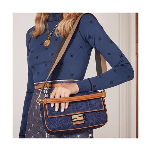 Fendi 2019 Baguette Denim Tote Shoulder Bag, 26cm … - 1