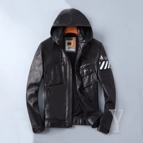 [오프화이트]Off-white 2020 Mens Logo Casual Leather Jac… - 1
