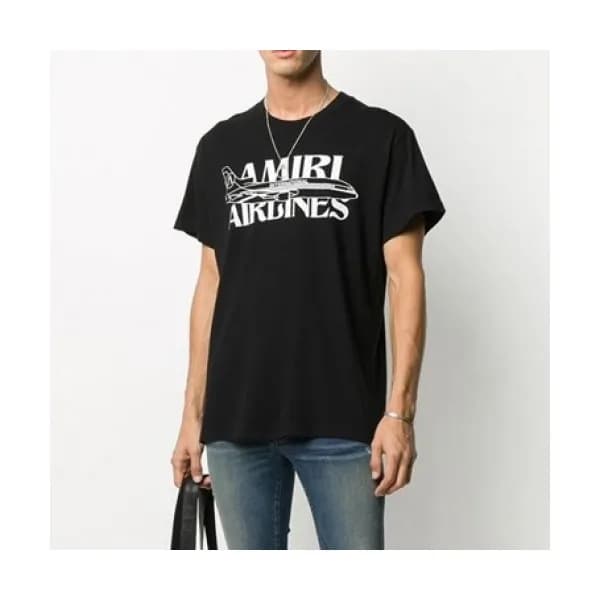 Amiri Mm/Wm Logo Cotton Short Sleeved Tshirts Blac… - 1