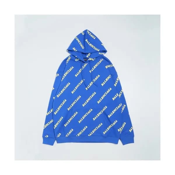 Balenciaga Mm/Wm Logo Cotton Hoodie Blue - 발렌시아가 … - 1