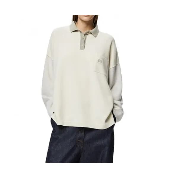 Loewe Womens Logo Crew-neck Wool Sweaters Ivory -… - 1