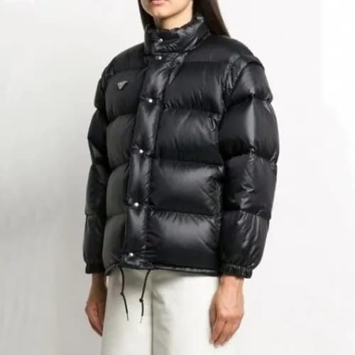 Prada Womens Logo Casual Duck Down Jackets Black … - 1