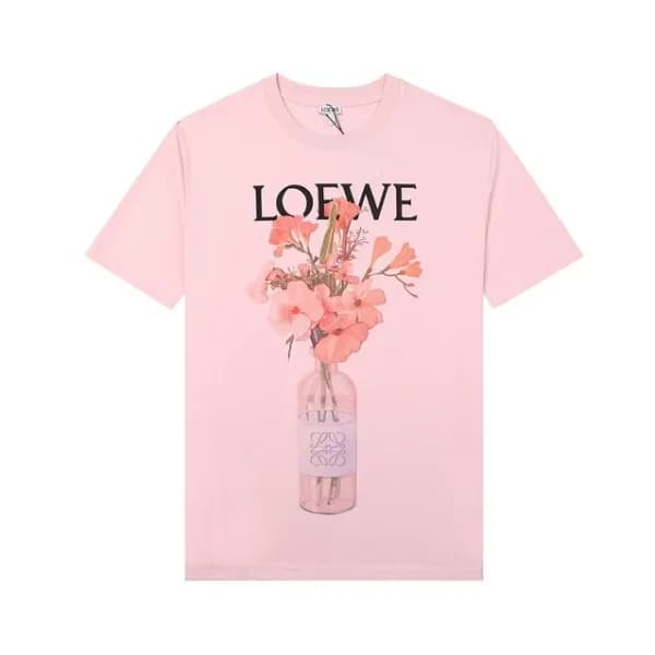 로에베 남/여 이니셜 핑크 반팔티 - Unisex Pink Tshirts - loe0565… - 1