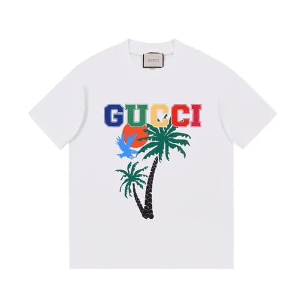 구찌 남/녀 크루넥 화이트 반팔티 - Unisex White Tshirts - guc048… - 1