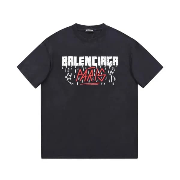 발렌시아가 남성 크루넥 블랙 반팔티 - Mens Black Tshirts - bal0158… - 1