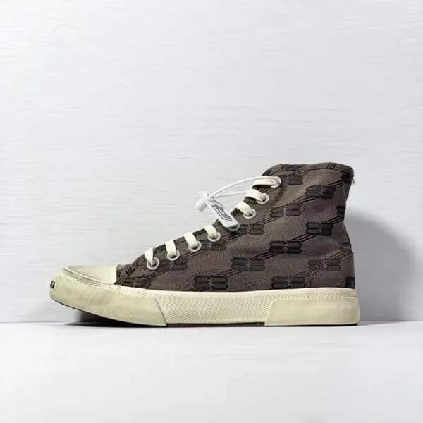 발렌시아가 남/녀 클래식 그레이 하이탑 스니커즈 - Unisex Gray Sneakers … - 1