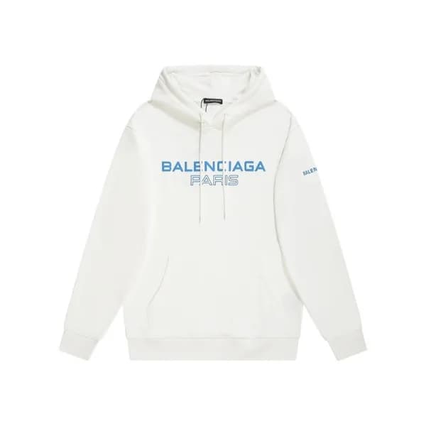 발렌시아가 남/여 캐쥬얼 화이트 후드티 - Unisex White Hoodie - bal0… - 1