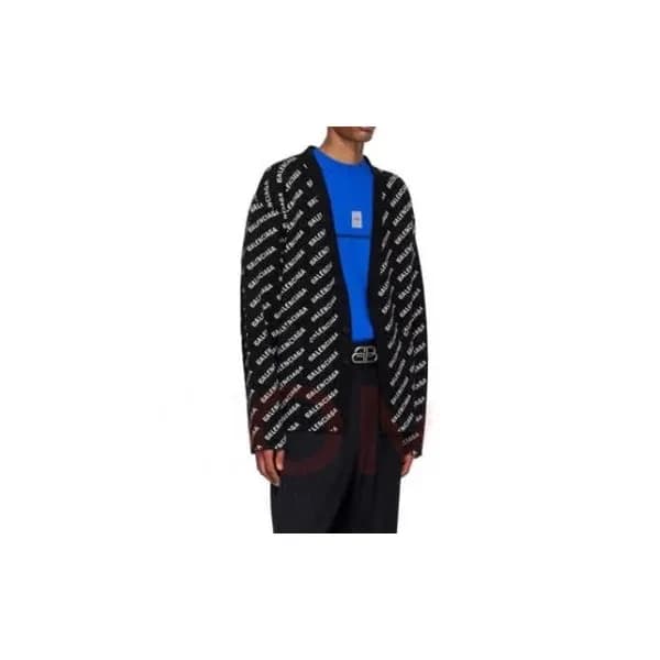 발렌시아가 남성 브이넥 가디건 - Balenciaga Mens Black Cardigan … - 1