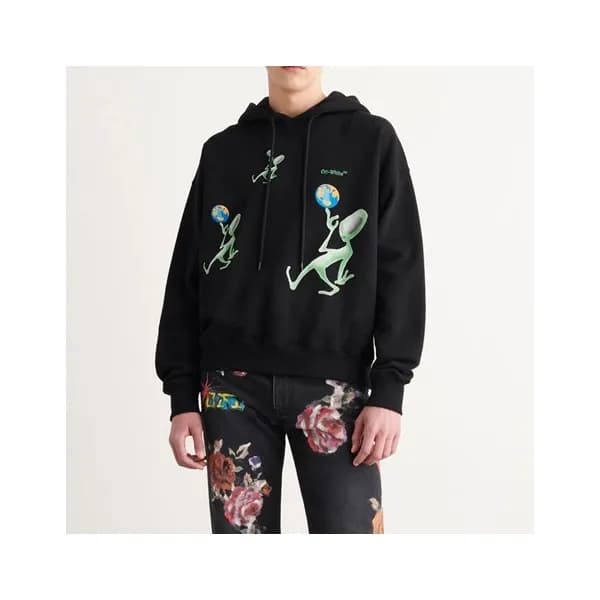 오프화이트 남성 캐쥬얼 블랙 후드티 - Off-white Mens Black Hoodie … - 1