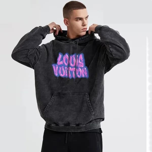 루이비통 남자 베이직 블랙 후드티 - Louis vuitton Mens Black Hood… - 1