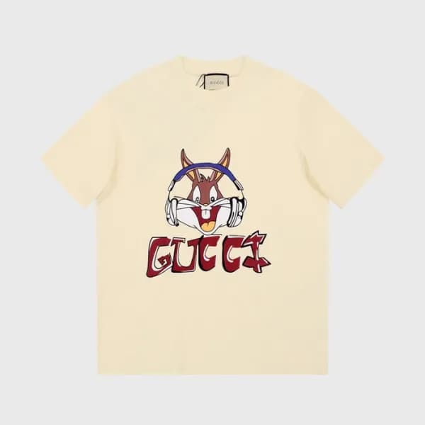 구찌 남/녀 아이보리 크루넥 반팔티 - Gucci Unisex Ivory Short sle… - 1
