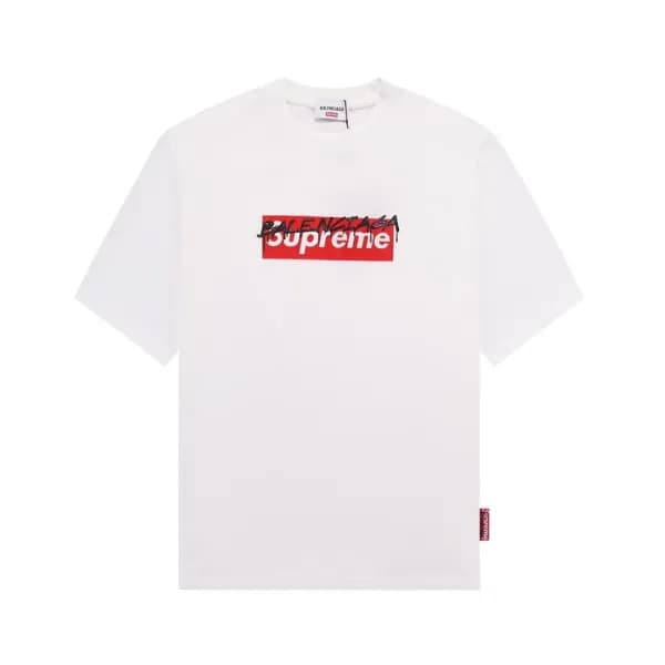 발렌시아가 남성 크루넥 화이트 반팔티 - Balenciaga Mens White Short… - 1