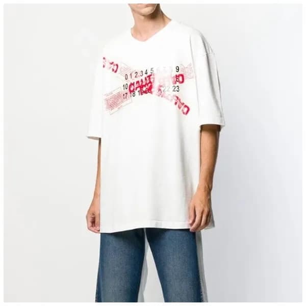 메종마르지엘라 남성 크루넥 화이트 반팔티 - Maison Margiela Mens Whit… - 1
