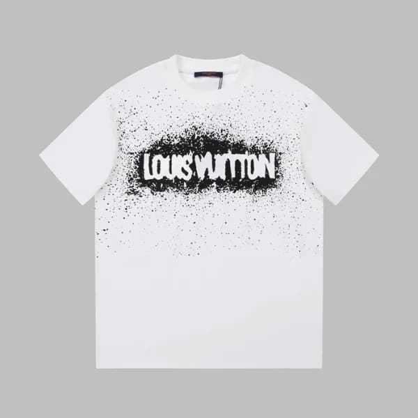루이비통 남성 화이트 크루넥 반팔티 - Louis vuitton Mens White Sho… - 1