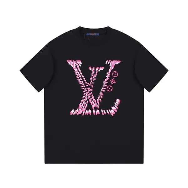 루이비통 남성 블랙 크루넥 반팔티 - Louis vuitton Mens Black Shor… - 1