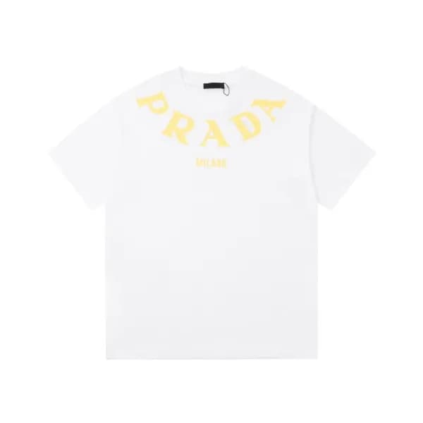 프라다 남성 크루넥 화이트 반팔티 - Prada Mens White Short sleeve… - 1