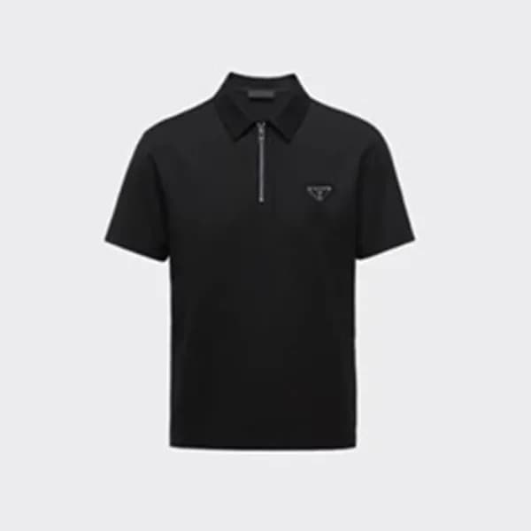 프라다 남성 블랙 폴로 반팔티 - Prada Mens Black Short sleeved … - 1