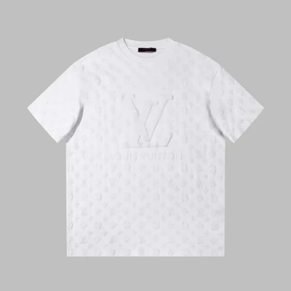 루이비통 남성 크루넥 화이트 반팔티 - Louis vuitton Mens White Sho… - 1