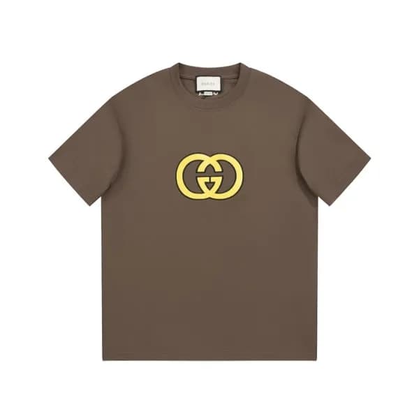 구찌 남/녀 카멜 크루넥 반팔티 - Gucci Unisex Camel Short sleev… - 1
