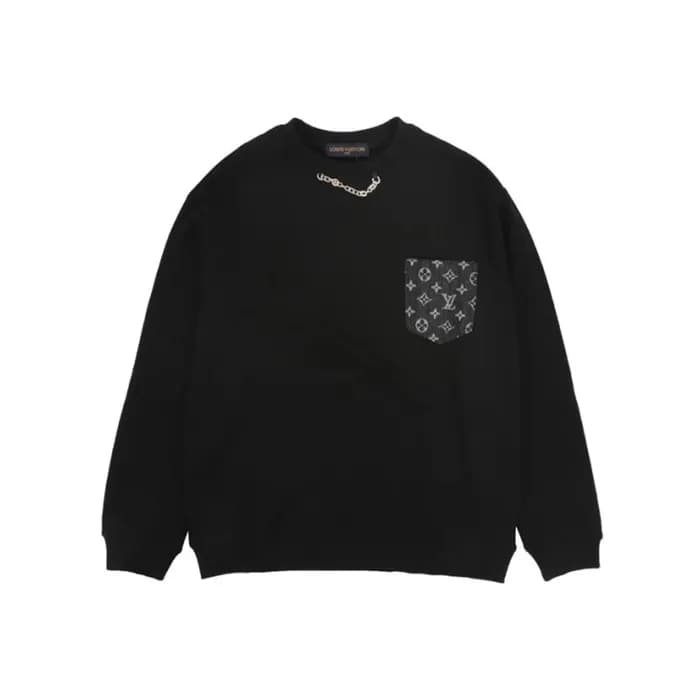 루이비통 남성 블랙 맨투맨 - Louis vuitton Mens Black Tshirts … - 1