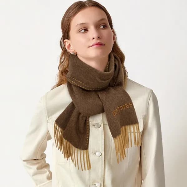 에르메스 여성 브라운 머플러 - Hermes Womens Brown Muffler - he… - 1