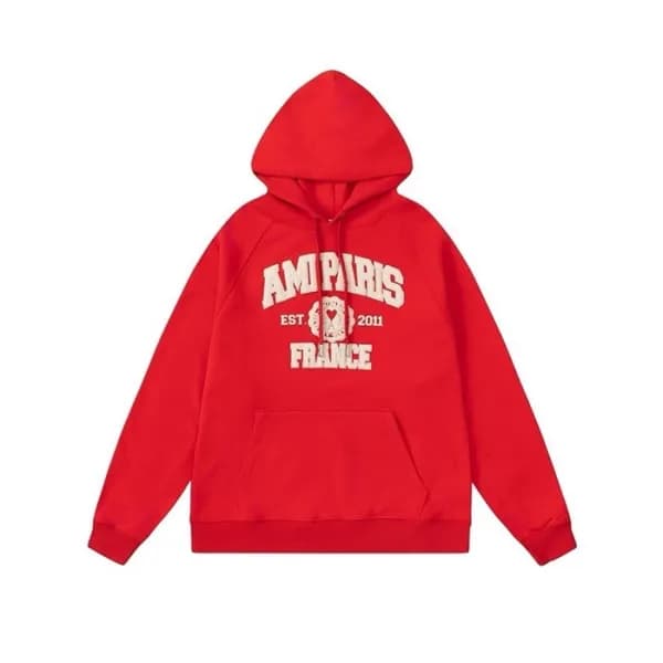 아미 남성 캐쥬얼 레드 후드티 - Ami Mens Red Hoodie - amc140x - 1