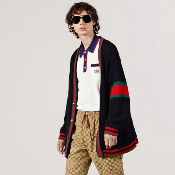 구찌 남성 블랙 브이넥 가디건 - Gucci Mens Black Cardigan - guc… - 1