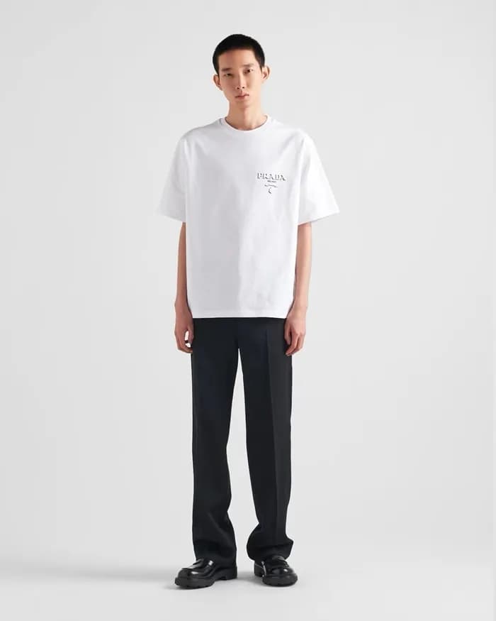 프라다 남성 크루넥 화이트 반팔티 - Prada Mens White Tshirts - pr… - 1