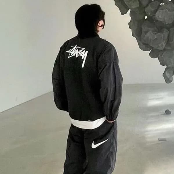 스터시 x 나이키 남성 블랙 자켓 - Stussy x Nike Mens Black Jack… - 1