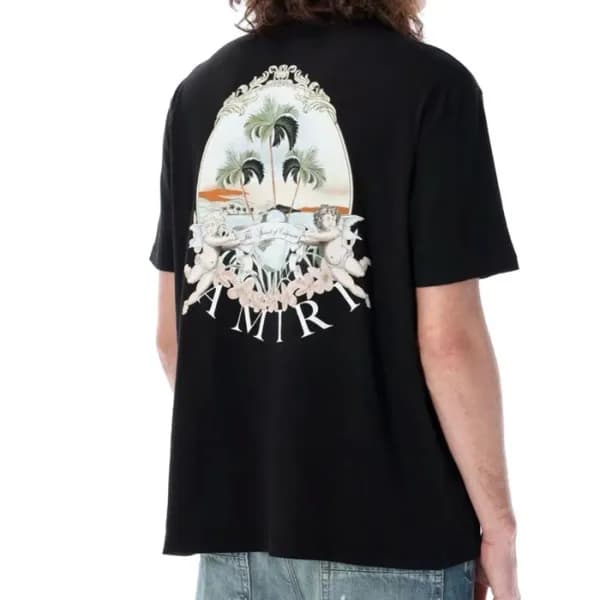 아미리 남성 블랙 반팔 티셔츠 - Amiri Mens Black Tshirts - amc8… - 1
