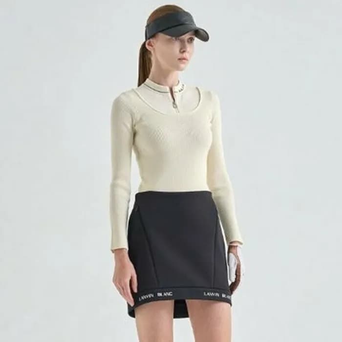 [LANVIN BLANC] 랑방블랑 여성 로고 집업 리브드 니트 탑 - gol543x - 1