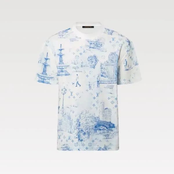 루이비통 남성 라운드 반팔 티셔츠 - Louis vuitton Mens Round Tshi… - 1