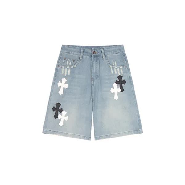 크롬하츠 남성 데님 쇼츠 - Chrom Hearts Mens Denim Shorts - c… - 1