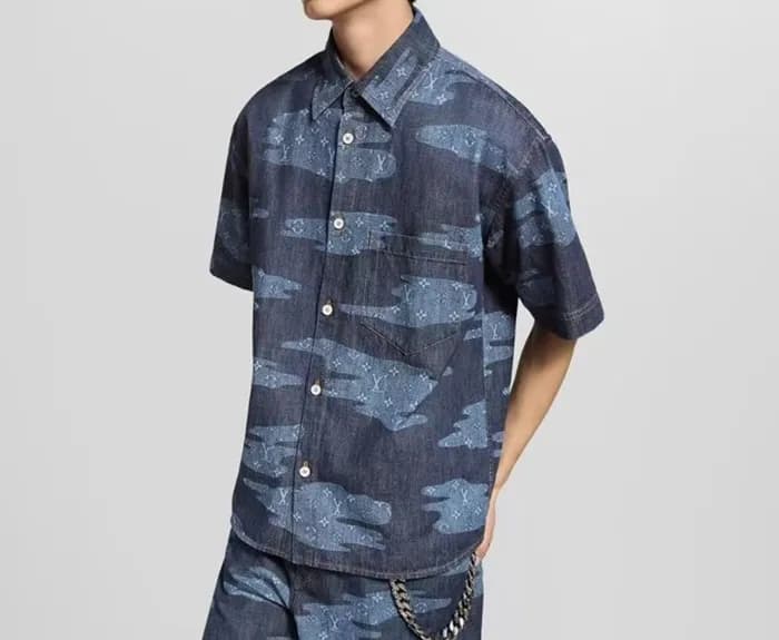 루이비통 남성 데님 반팔 셔츠 - Louis vuitton Mens Polo Shirts … - 1
