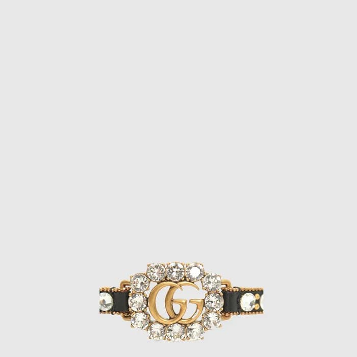 구찌 여성 크리스탈 더블 G 가죽 브레이슬릿 - Gucci Womens Crystal Double G Leather Bracelet - acc10879x - 1