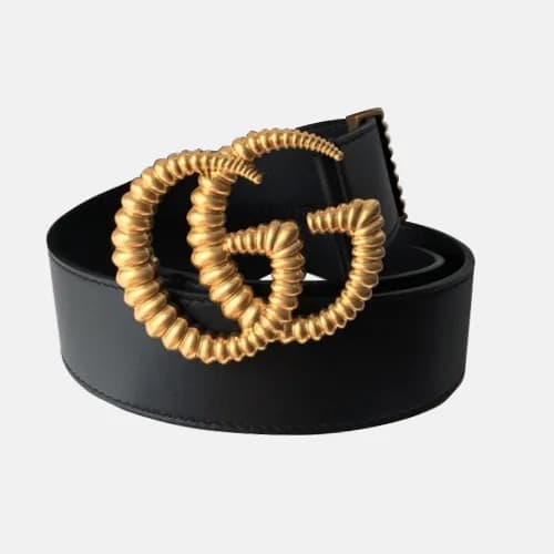 Gucci 2019 Ladies Vintage GG Buckle Leather Belt -… - 1