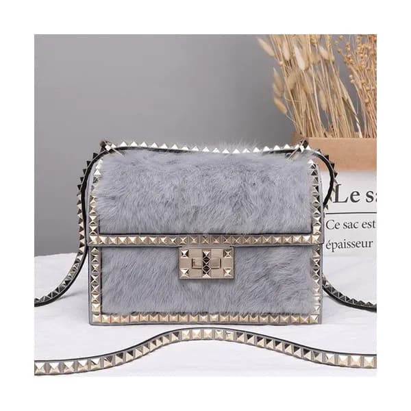 Valentino 2019 Fur & Leather Shoudler Cross Bag,21… - 1
