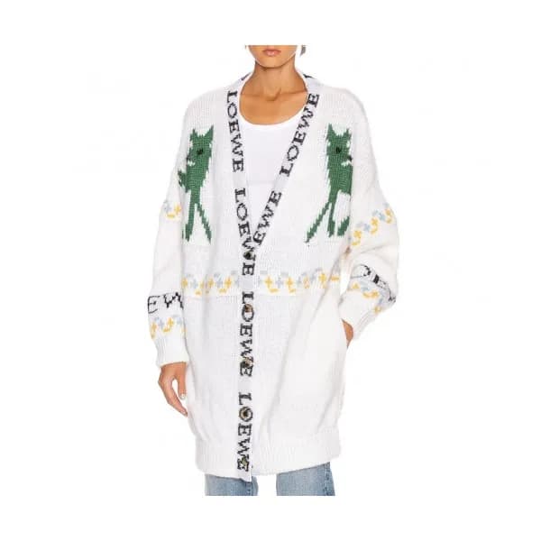 Loewe 2019 Womens Logo Crew-neck Mohair Cardigan -… - 1