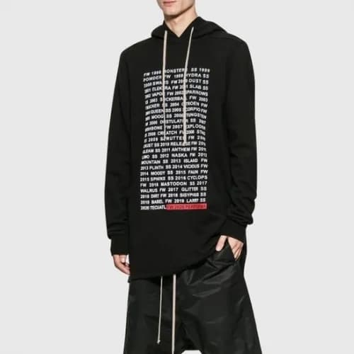 Rick Owens Mens Logo Cotton Zip-up Hooded - 릭오웬스 남… - 1