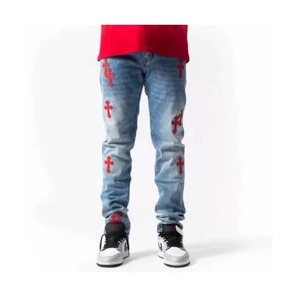 Chrom Hearts 2021 Mens Casual Denim Jeans Blue - 크… - 1