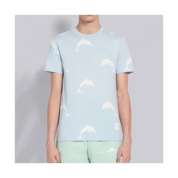 Thom Browne Mens Casual Short Sleeved Tshirts Blu… - 1