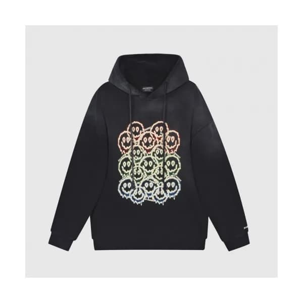 BAD MONDAY Mm/Wm Logo Oversize Cotton Hoodie Bla… - 1