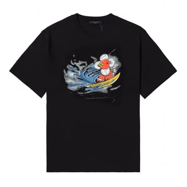 루이비통 남성 블랙 크루넥 반팔티 - Mens Black Tshirts - lou04099… - 1