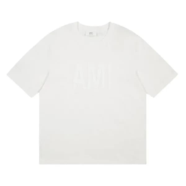 아미 남성 크루넥 아이보리 반팔티 - Mens Ivory Tshirts - ami0285x - 1